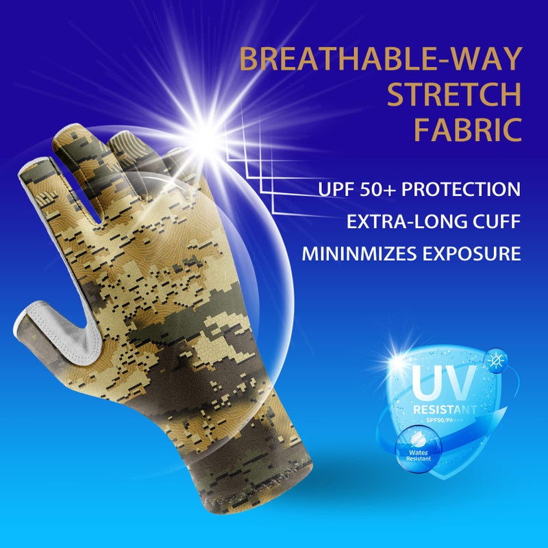 Riverruns Fishing Gloves UPF 50+ Sun Gloves UV Protection Men Women for Outdoor, Kayaking, Rowing, Hiking, Cycling, Driving(Light Khaki, XL) - Image 3